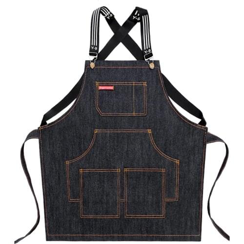 Apron Cowboy Korean Fashion Men And Women Work Custom Barista Milk Tea Barber Shop Painting Tool Pockets Printed logo Pinafore