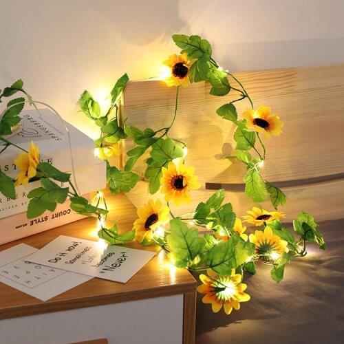 Artificial Sunflower Led String Light 2M 20 Leds Battery Powered Garland Light Home Decor Wedding Party Holiday Fairy Light