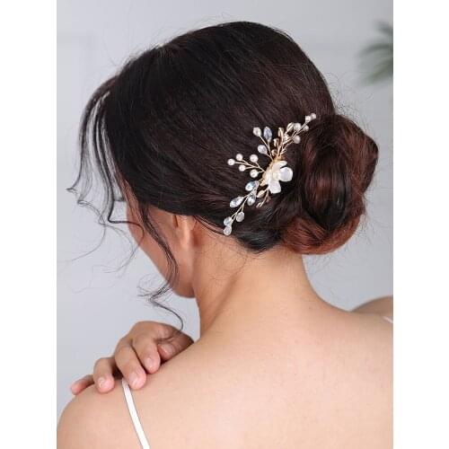 Fashion Gold Hair comb Wedding Hair Accessories Handmade Headpieces Crystal Headdress Bride to be Ornaments for women