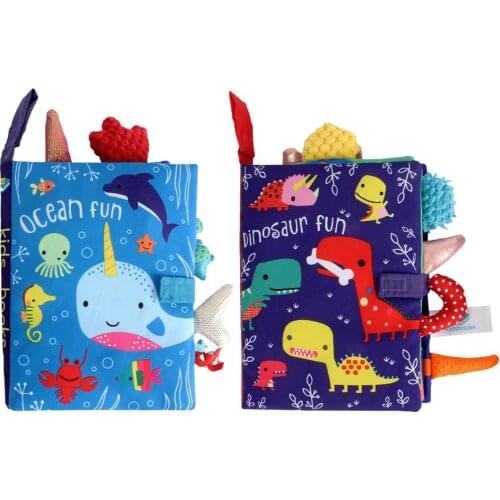 0-36M Baby Early Learning Toy Tail Cloth Book Parent-child Interactive Sound Paper Puzzle Cloth Book Rattle Toys
