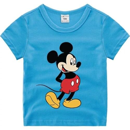 Summer New Boy Clothes Cartoon Mickey Mouse T Shirts 100% Cotton Kids Girl Tee Top Casual Children Clothing For 2-12 Years