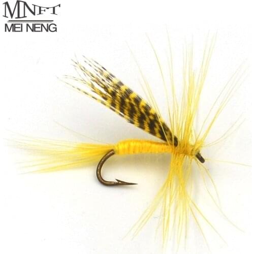 MNFT 10PCS 12# Yellow Body Black&White Zebra Feather Fly Fishing Flies Artificial Insect Bait