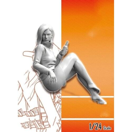 Unassambled 1/24 modern girl rest sit Resin figure miniature model kits Unpainted