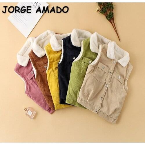 2021 New Spring Baby Girls Boys Wool Vest Waistcoat Thick Solid Color Open Stitch Warm Coat Children Clothes E3001