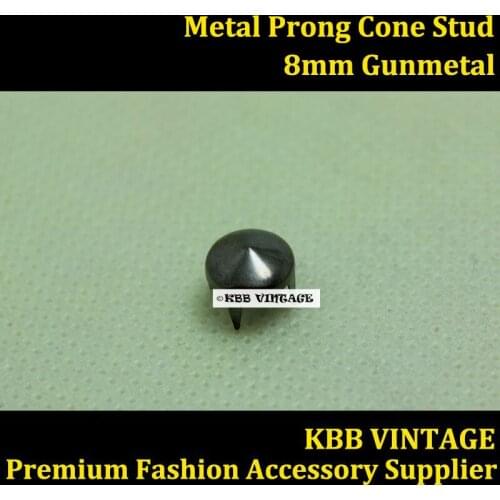 Punk DIY Metal Prong Cone Stud 8mm in Gunmetal with 4 Prongs for Leather Craft/Bag/Shoe/Clothing/Cap/Jacket