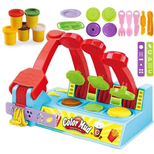 Play Dough Kitchen Kit Creations Burger Maker Playset DIY Molding Play Dough Set with Dough and Molds for Kids 19 Pieces