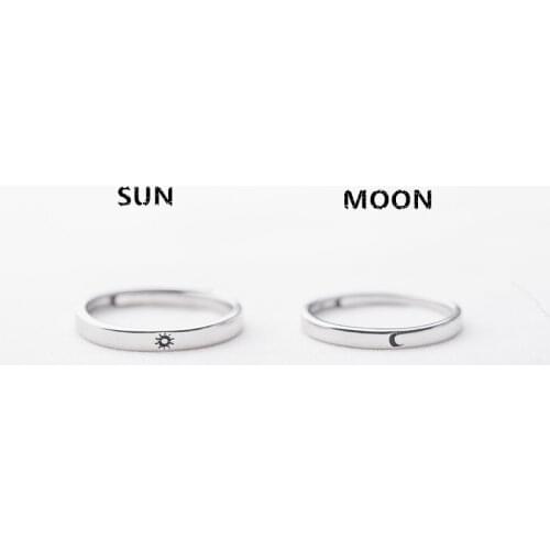Silver Plated Simple Style Sun Moon Adjustable Couple Rings For Men Women Wedding Rings Jewelry Accessories