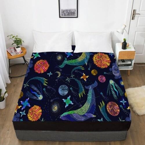 Astrology Witchcraft Elastic fitted sheet bed sheet With An Elastic Band 150/180/200/160*200 Mattress Cover Bed cover 1pc whale