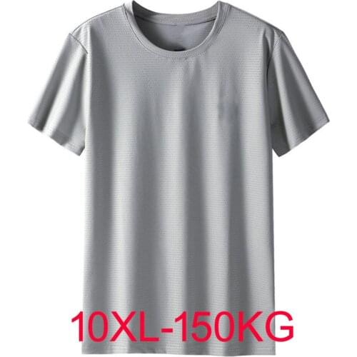 Plus size summer Men hole Breathable short sleeve tshirt thin Quick dry 9XL 10XL elasticity sports tees out door tops soft