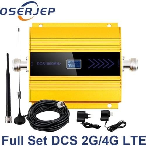 OSERJEP 4G LTE Mobile Signal Repeater 1800Mhz Cellphone Cellular GSM 1800 MHz Cell Phone LCD Display + Sucker Antenna