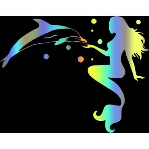 S51267 Various Sizes/Colors Car Stickers Vinyl Decal Mermaid with Dolphin Girl Motorcycle Decorative Accessories