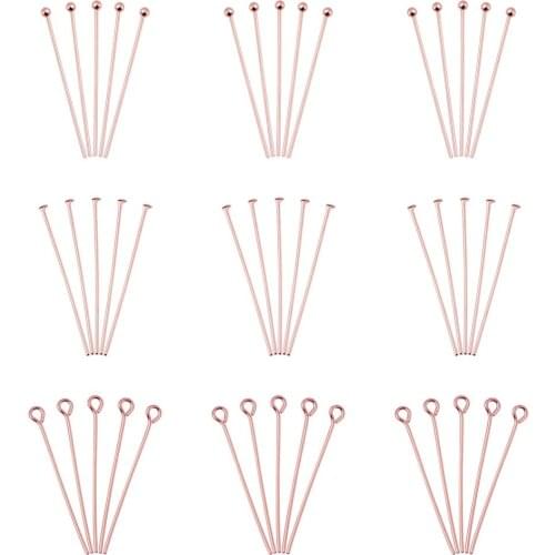 300pcs Rose Gold Metal Flat Head Pins Ball Head Pins For Jewelry Making Accessories Finding Earring Craft Handmade 30mm