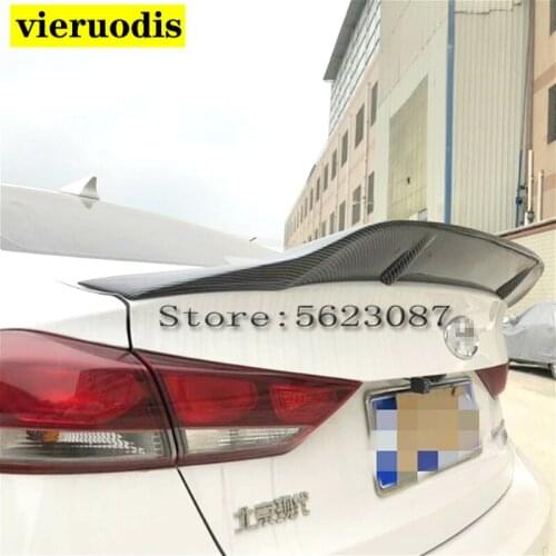 For Hyundai Elantra spoiler 2015 2016 17 High Quality carbon fiber spoiler Car Rear Wing Primer Color rear Trunk tail fin sports