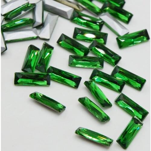 DIY Pointback Rectangle Shape Glass Crystal Emerald Color Rhinestones 5x15mm 7x21mm 10x30mm For Clothes Accessories