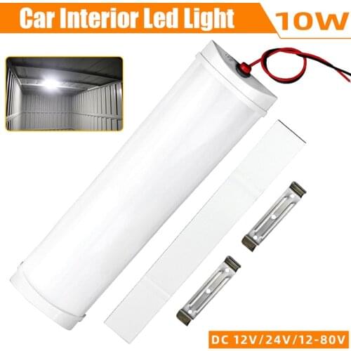 10W 72 LED Interior Lights Strip Bar Car Van Bus Caravan ON/OFF Switch White Lights DC 12V/24V/12-80V
