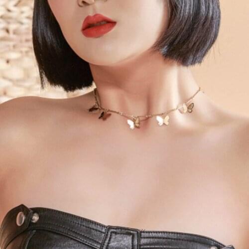 YWZIXLN 2020 Boho Tassel cute Butterfly Pendant Necklaces For Women Clavicle Chain Elegant Choker Fashion Jewelry Necklace N036