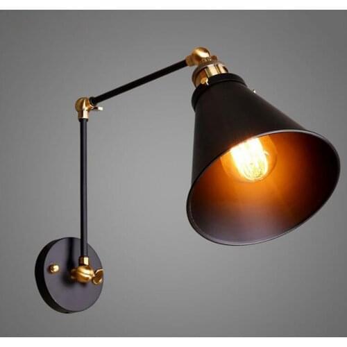Loft Iron Wall Lamp Retro Vintage Lighting Indoor American Industrial Lighting Lifting Pulley Wall Light Led Bedroom Lights