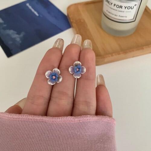 S925 Fashion Flower Acrylic Stud Earrings Retro Simple Personality Small Earrings Fashion Sens Earrings Women