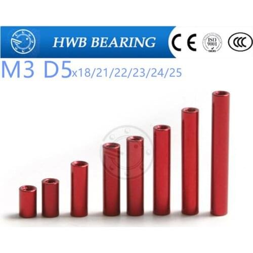 10PCS M3 x 18mm 21mm 22mm 23mm 24mm 25mm M3 od=5mm Red Aluminum alloy Standoff/Spacer Stud Fastener aluminum column