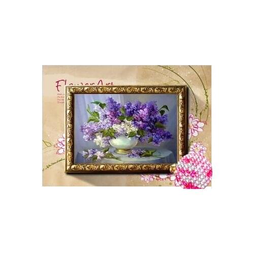 2018 Diamond Embroidery violet Flowers Diamond Painting Cross Stitch Round Rhinestone Mosaic Unfinished Home Decoration Gift zx