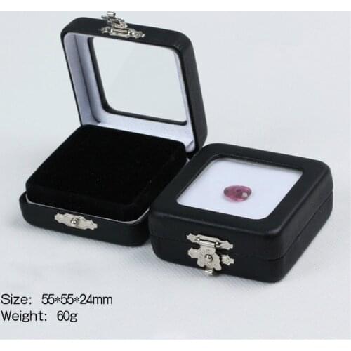 6/lot Black diamond box 5.5 * 5.5 * 2.4 cm gem display boxes The inner core material is black on the front and white on the back
