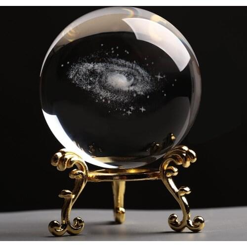 New 60mm K9 Crystal ball Solar System Milky Way Planet Globe Laser Engraved Sun System Ball with Base Cosmic Model Planet Model
