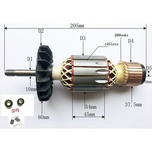 AC220-240V Rotor Armature Replace for Bosch GWS18-180 GWS19-180 GWS2000-180J GWS19-230 GWS2000-230 GWS18U GWS21U GWS20-180