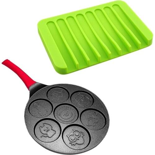 Nonstick Pancake Pan,Pancake Griddle,Crepe Pan With Comb Drain Soap Dishes Holder Silicone Anti-Slip Drain Rack