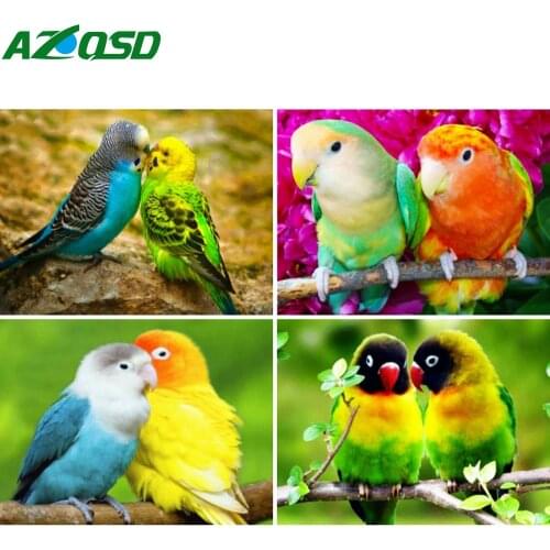 AZQSD Diamond Art Painting Parrot Bird Cross Stitch Kits 5D Handmade Diamond Embroidery Animal Mosaic Decor For Home