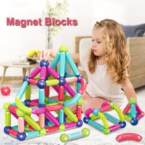 15-128pcs Big Magnetic Constructor Magnetic Designer Model Building Blocks Bricks Educational Magnet Toys for children gifts
