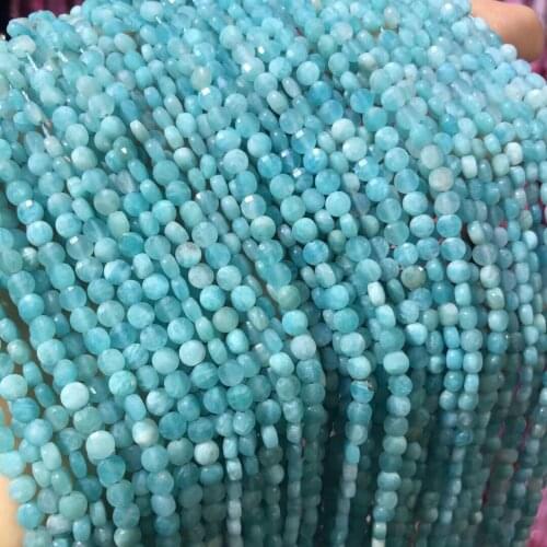 Natural Stone Small Faceted Beads 4mm Amazon Stones Loose Isolation Beads for Making Necklace DIY Bracelet Jewelry Findings
