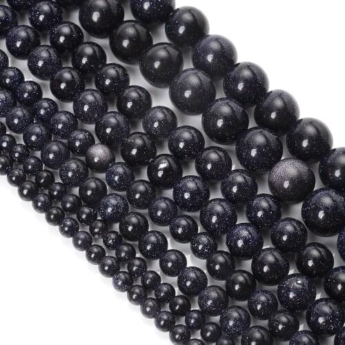 Natural Stone Beads Blue Aventurine Loose Spacer Beads for Jewelry Making DIY Bracelet Necklace Accessories 4/6/8/10/12mm 15