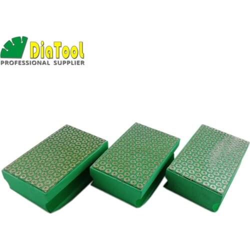 DIATOOL 3pcs Electroplated Diamond Hand Pad 90X55MM Grit #50 Hand Polishing Pad Foam Backed Polishing Pads