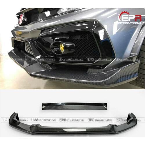 For Honda Civic Typ-R FK8 2017+ VRSAR2 Style Carbon Fiber Front Bumper Diffuser Spoilers Lip 2Pcs (with IC Shroud) Trim Bodykits