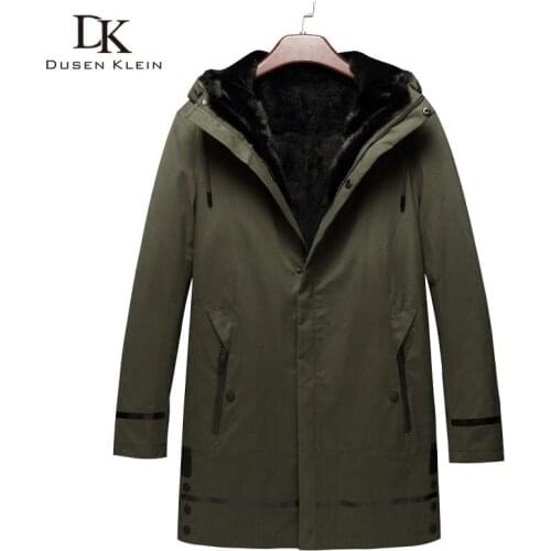 Dusen Klein Men Warm Winter Coat Real Rabbit Fur Liner Mink Fur Collar Hooded Jacket Thick Outerwear 2018 New Luxury p82030