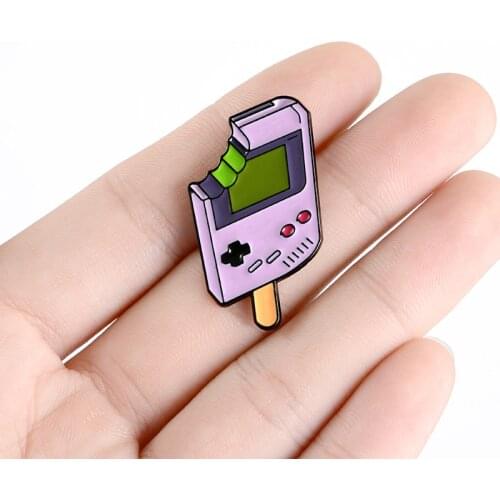 Purple popsicle Game console Enamel brooch game player Pocket mini game console Creative badge Gifts for children