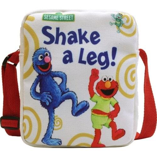 Cartoon Sesame Street canvas bag ladies small square bag funny messenger shoulder bag student zipper mobile phone coin purse