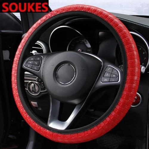 Leather Woven Car Non-slip Steering Wheel Cover For Skoda Octavia A5 A7 Kodiaq Superb 2 Rapid Fabia 1 Porsche 911 Cayenne Macan