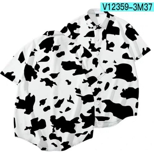 Men Shirt Oversized Summer Fashion Cows 3D Printed Tops Loose Short Sleeve Shirt Women