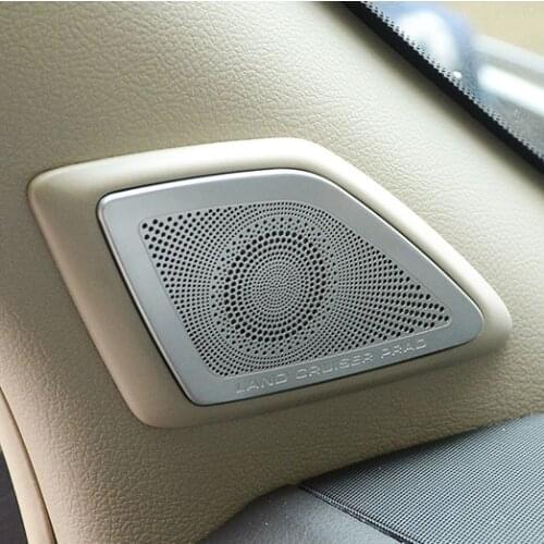 Stainless Steel Car Interior Speaker Horn Cover Sticker For Toyota Land Cruiser prado 150 FJ150 Accessories