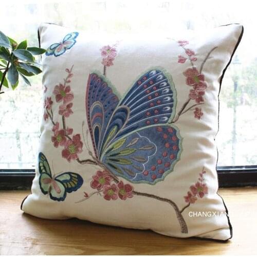 Ethnic Style Pastoral Embroidery Pillow Cover Sofa Car Cushion Outer Leather Office Chair Bay Window Pillow