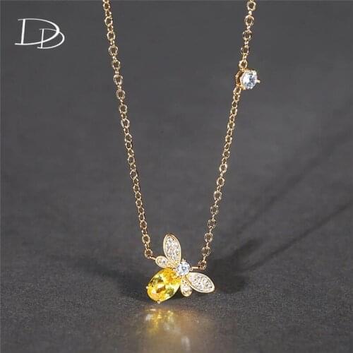 DODO Sweet Bee Pendant Necklace Chic Translucent Yellow Crystal Fine Jewelry AAA Zircon Gold Color Fashion Choker Wholesale N306