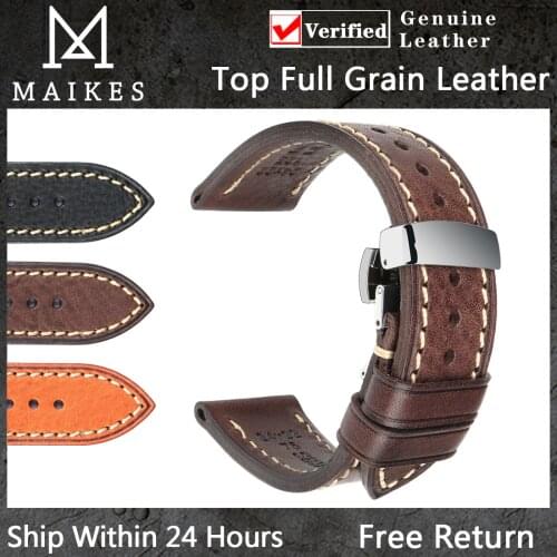 MAIKES 22mm Watch Strap For Huami Amazfit GTR 2 2E Genuine Leather Band Gtr2 GTR 47mm Stratos 3 2 Bracelet Wristband Watchband