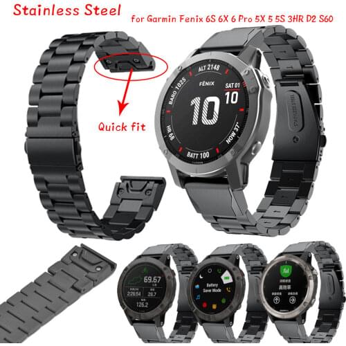 26 22 20MM Watchband Strap For Garmin Fenix 6S 6X 6 Pro 5X 5 5S 3HR D2 S60 Watch Quick Release Stainless steel Wrist Band Strap