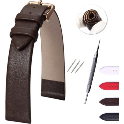 Ultra-thin 8 10 12 14 16 18 20 22mm Smooth Grain Genuine Leather Watch Band Straps Watch Strap Men And women Watchband