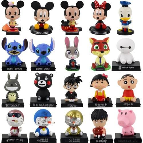 Sakura Momoko Baymax Pig Duck Minne Doraemon Totoro Slam Dunk Konan Shake Head Phone Holder Phone Bracket PVC Figure Cars toys