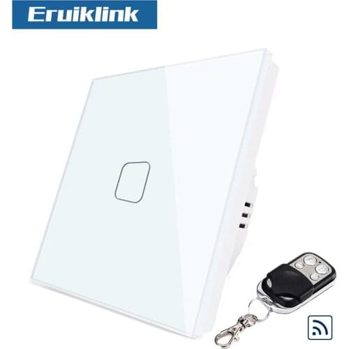 8pcs Eruiklink EU Touch Light Switch,Smart Home 1 Gang Wireless Wall Light Remote Touch Switch Compatible with Broadlink Rm Pro