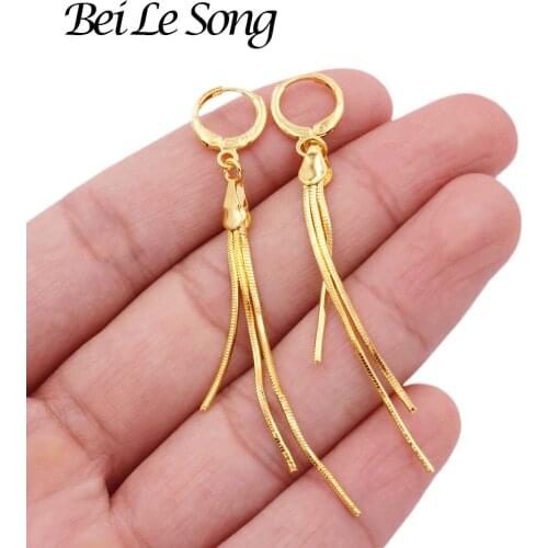 Earrings tassel pendants 24K gold color dangle earring jewelry hoop earrings Unusual piercing earings fashion earrings for women