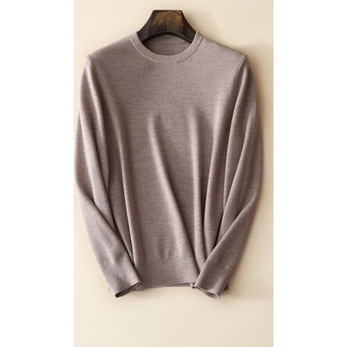 Autumn winter new style 100% mrino wool crew neck long sleeve sweaters for man