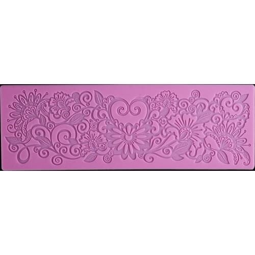 Silicone Flower Lace Cake Mold Fondant Cake Imprint Mold Flower Rattan Embossing Edge Mat For Wedding Cake DIY Decoration
